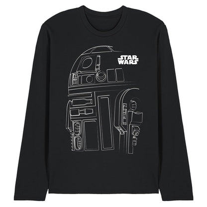 Black - Front - Star Wars Unisex Adult R2-D2 Outline Long-Sleeved T-Shirt