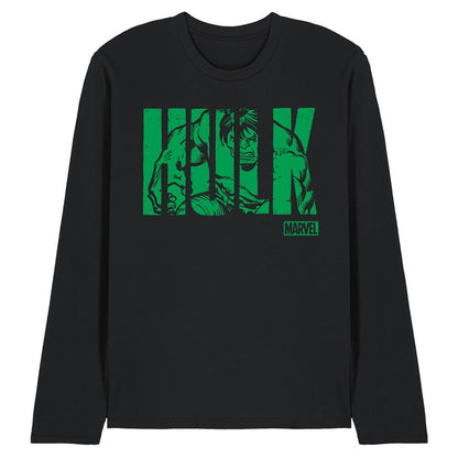 Black - Front - Hulk Unisex Adult Text Long-Sleeved T-Shirt