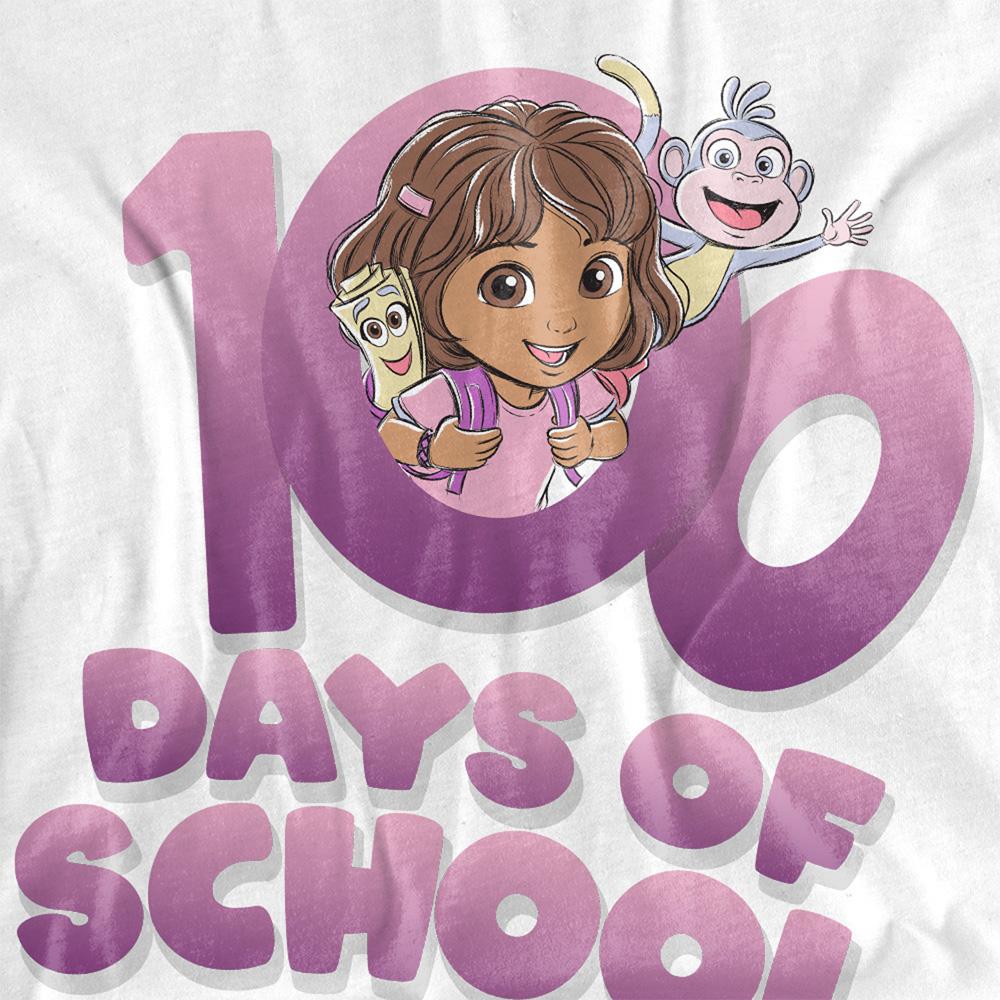White - Side - Dora The Explorer Unisex Adult 100 Days Long-Sleeved T-Shirt