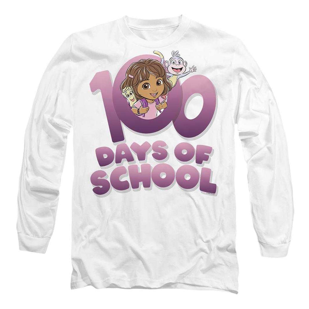 White - Front - Dora The Explorer Unisex Adult 100 Days Long-Sleeved T-Shirt