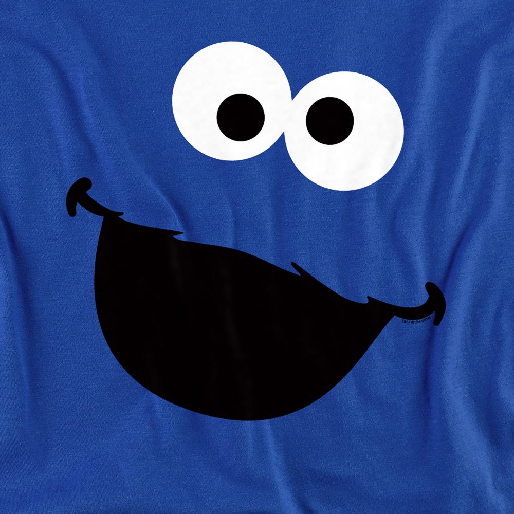 Royal Blue - Side - Sesame Street Unisex Adult Cookie Monster Face Long-Sleeved T-Shirt