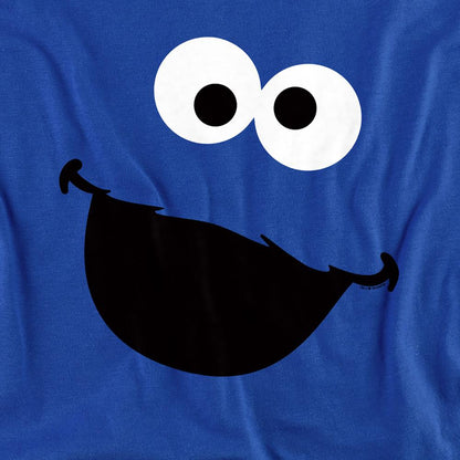 Royal Blue - Side - Sesame Street Unisex Adult Cookie Monster Face Long-Sleeved T-Shirt