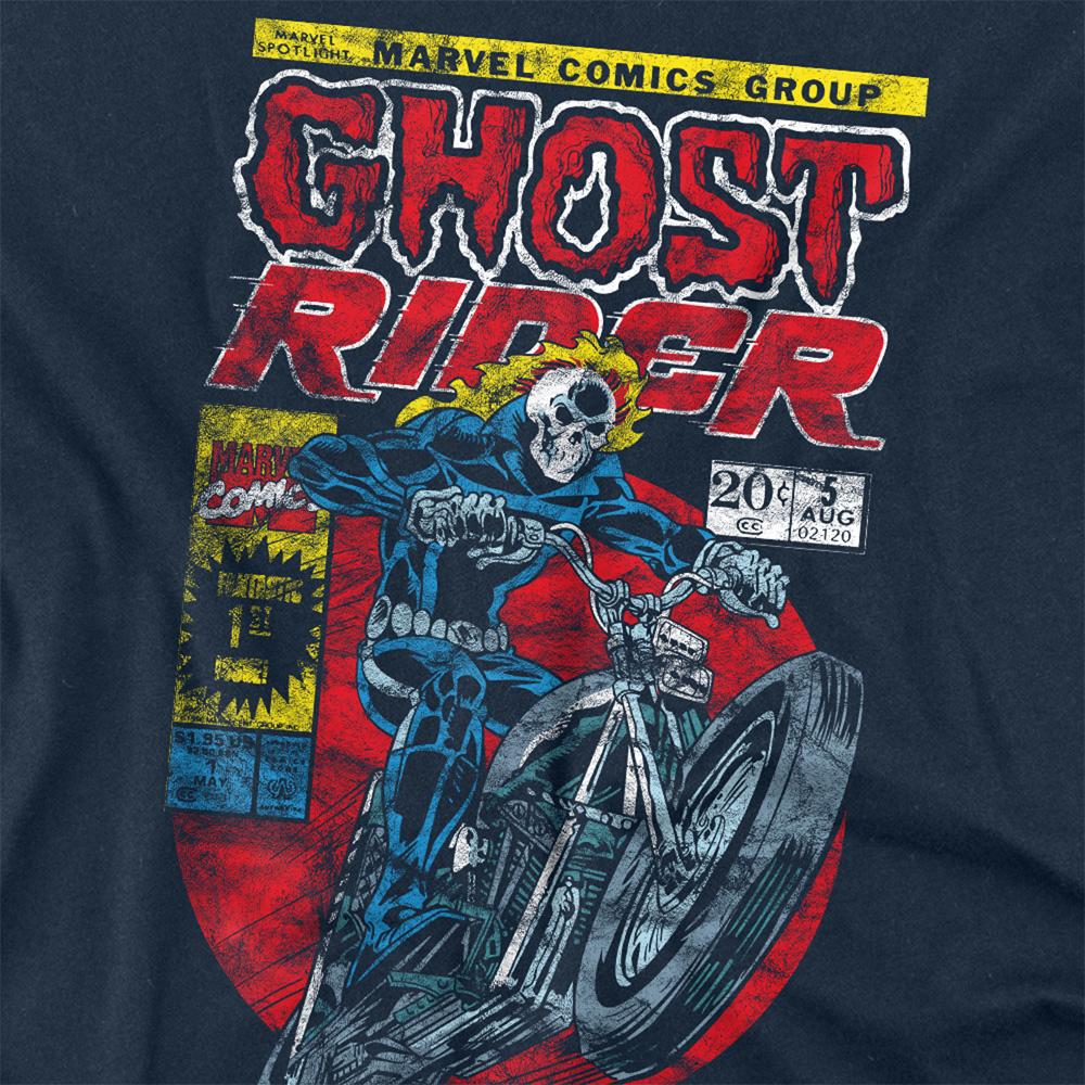 Navy - Side - Ghost Rider Unisex Adult Long-Sleeved T-Shirt