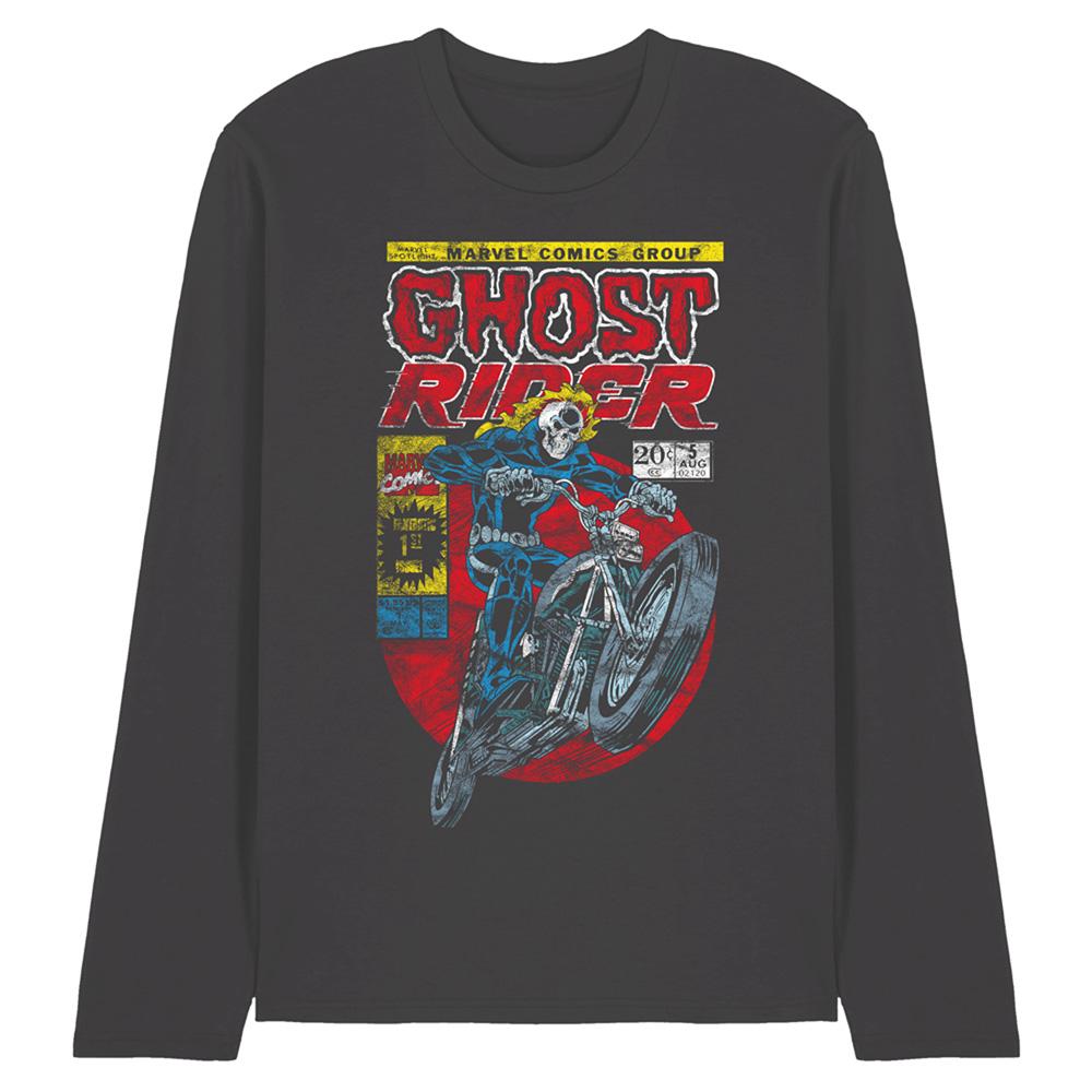 Charcoal - Front - Ghost Rider Unisex Adult Long-Sleeved T-Shirt