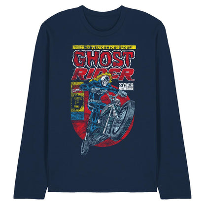 Navy - Front - Ghost Rider Unisex Adult Long-Sleeved T-Shirt
