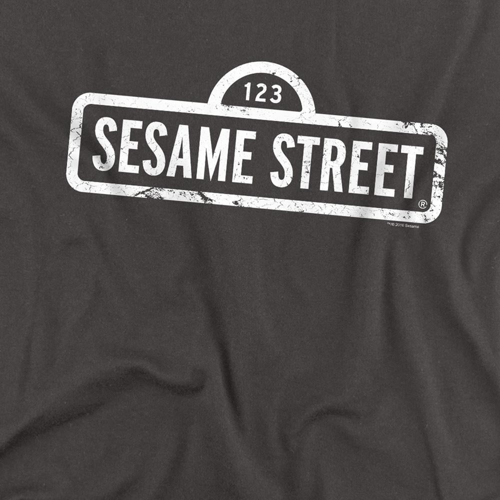 Charcoal - Side - Sesame Street Unisex Adult One Colour Logo Long-Sleeved T-Shirt