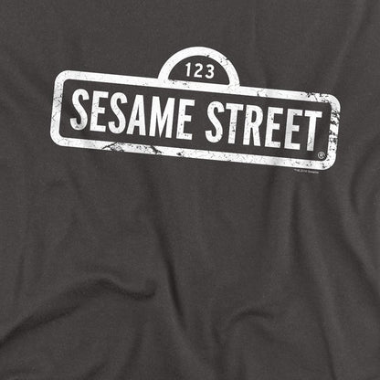 Charcoal - Side - Sesame Street Unisex Adult One Colour Logo Long-Sleeved T-Shirt
