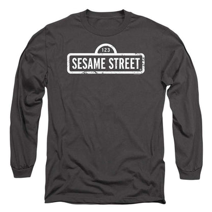 Charcoal - Front - Sesame Street Unisex Adult One Colour Logo Long-Sleeved T-Shirt