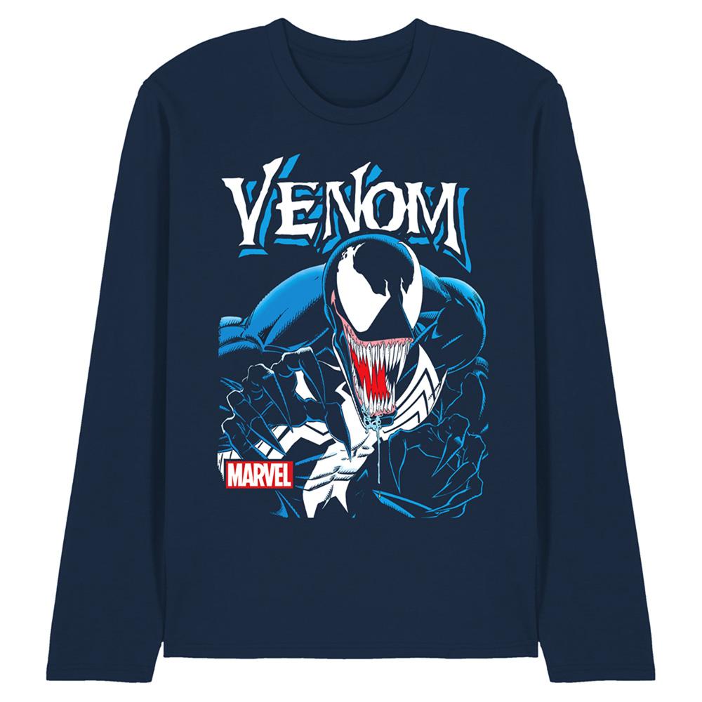 Navy - Front - Venom Unisex Adult Antihero Long-Sleeved T-Shirt