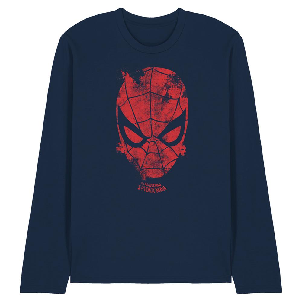 Navy - Front - Marvel Unisex Adult Webhead Long-Sleeved T-Shirt