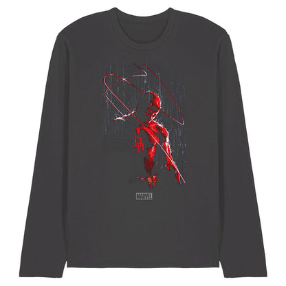 Charcoal - Front - Daredevil Unisex Adult Rain Long-Sleeved T-Shirt