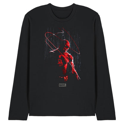 Black - Front - Daredevil Unisex Adult Rain Long-Sleeved T-Shirt