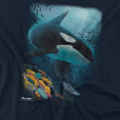 Navy - Side - Wildlife Unisex Adult Salmon Hunter Orca T-Shirt