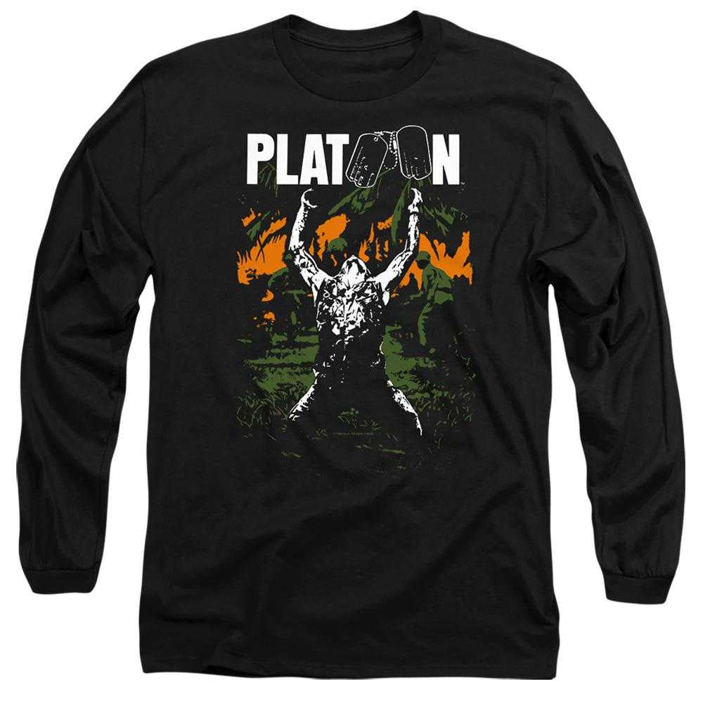 Black - Front - Platoon Unisex Adult Graphic Long-Sleeved T-Shirt