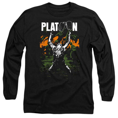 Black - Front - Platoon Unisex Adult Graphic Long-Sleeved T-Shirt