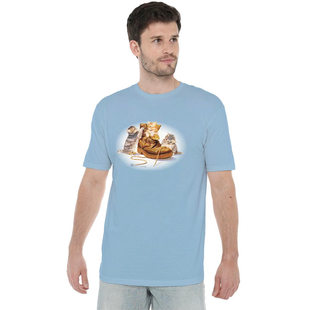 Light Blue - Lifestyle - Wildlife Unisex Adult Playful Kittens T-Shirt