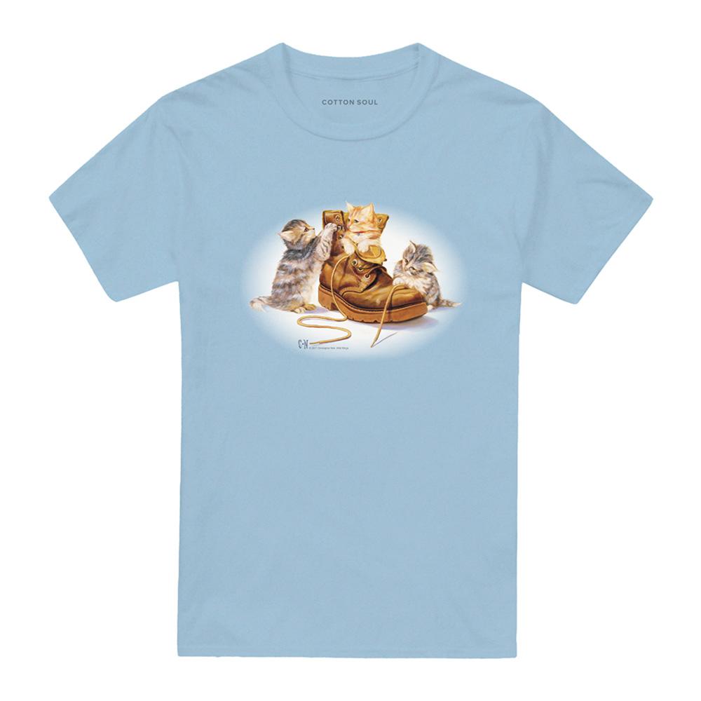Light Blue - Front - Wildlife Unisex Adult Playful Kittens T-Shirt