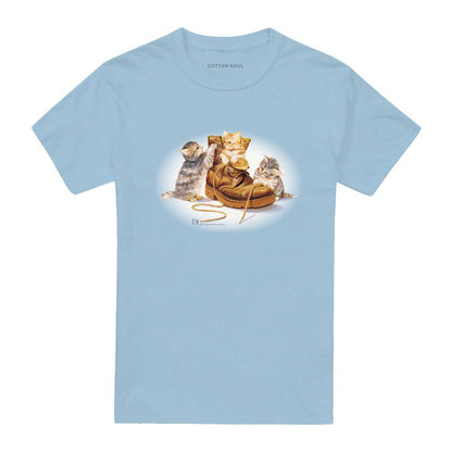 Light Blue - Front - Wildlife Unisex Adult Playful Kittens T-Shirt