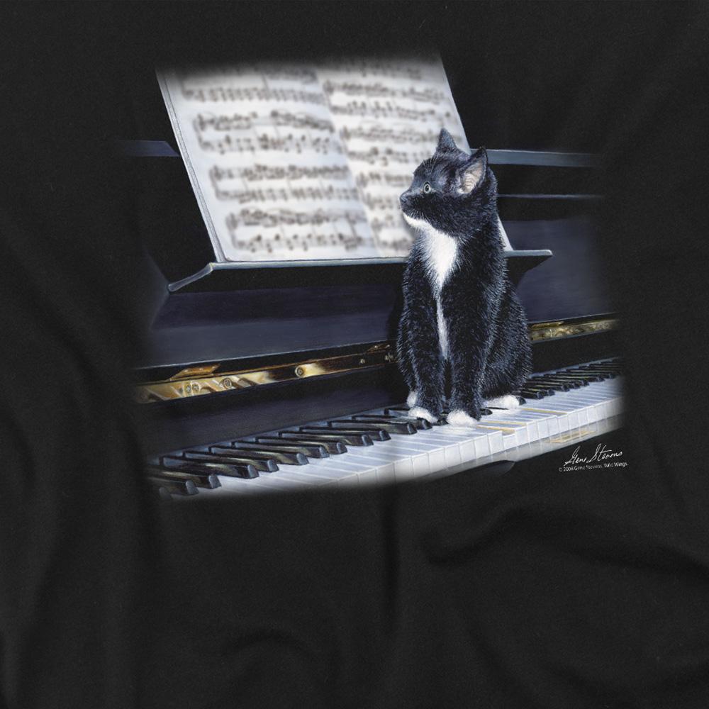 Black - Side - Wildlife Unisex Adult Kitten On The Keys T-Shirt