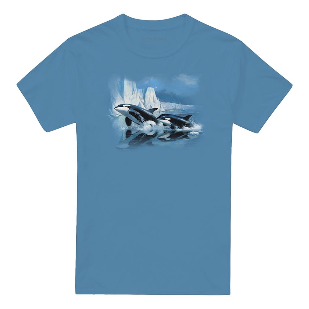 Carolina Blue - Front - Wildlife Unisex Adult Glaciers Edge Orcas T-Shirt