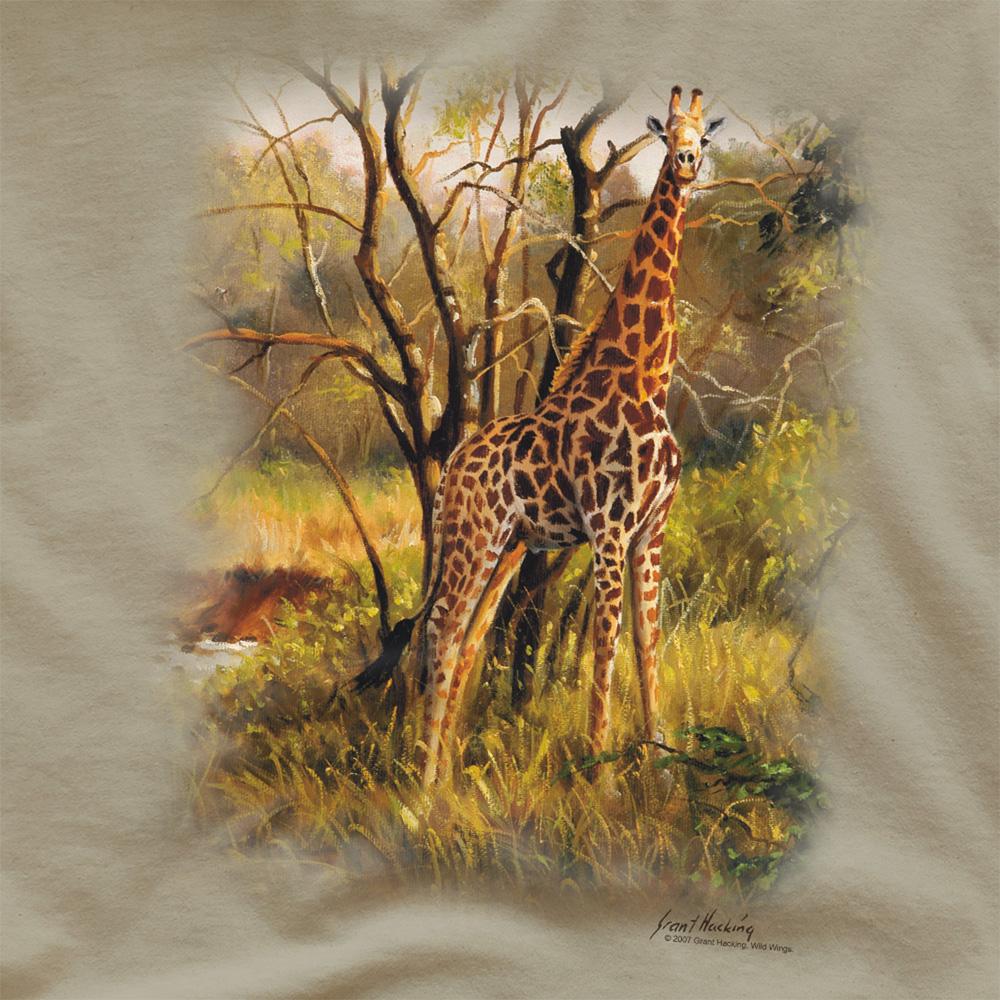 Safari Green - Side - Wildlife Unisex Adult Giraffe T-Shirt