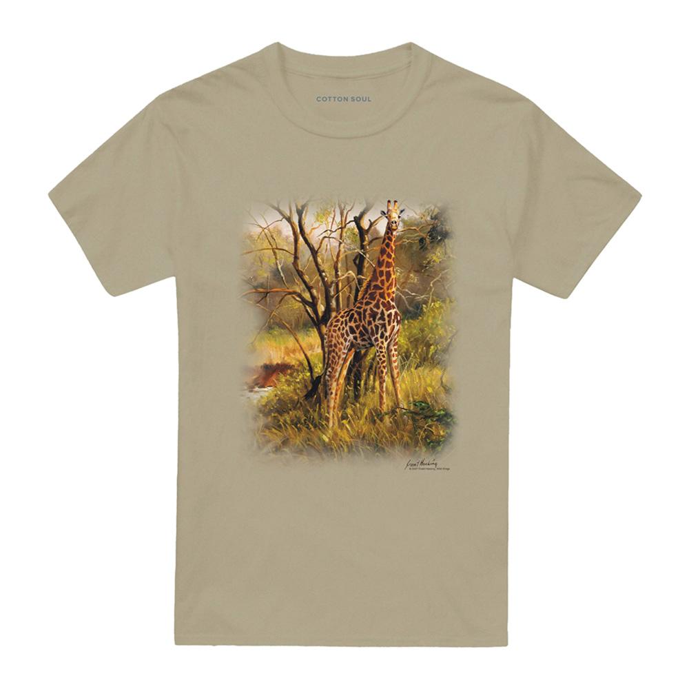 Safari Green - Front - Wildlife Unisex Adult Giraffe T-Shirt