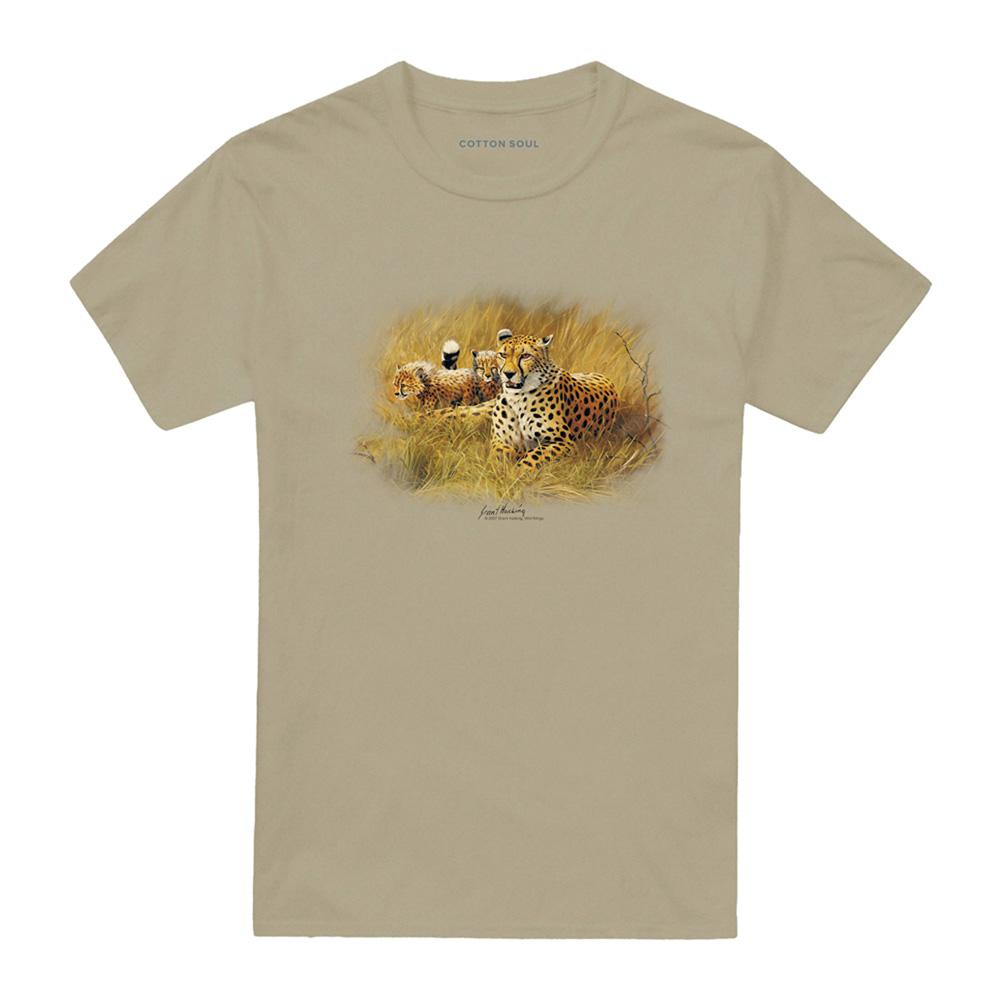 Safari Green - Front - Wildlife Unisex Adult Cheetah T-Shirt