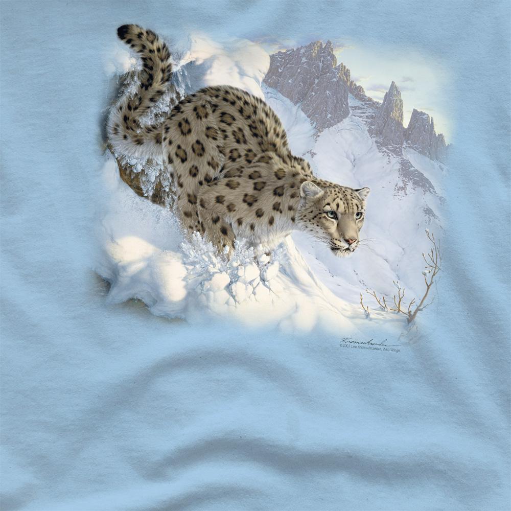 Light Blue - Side - Wildlife Unisex Adult Snow Leopard T-Shirt