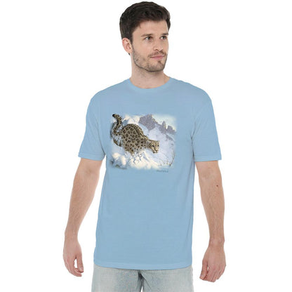 Light Blue - Lifestyle - Wildlife Unisex Adult Snow Leopard T-Shirt