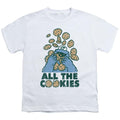 White - Front - Sesame Street Childrens-Kids All The Cookies T-Shirt