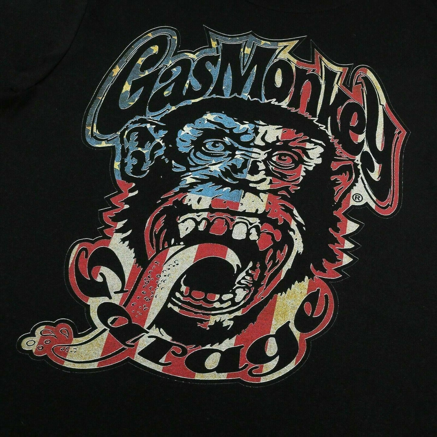 Black - Side - Gas Monkey Garage Mens Flag T-Shirt