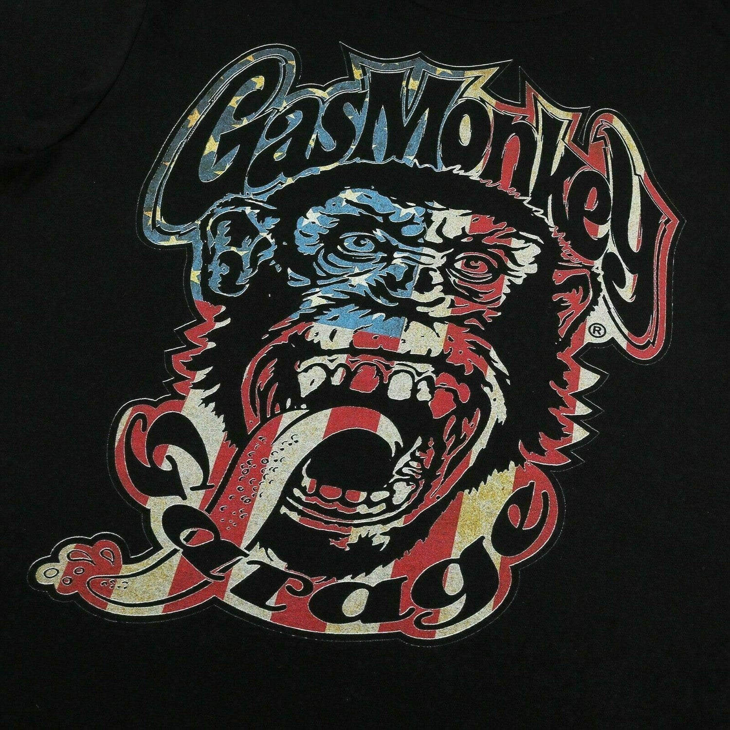 Black - Side - Gas Monkey Garage Mens Flag T-Shirt