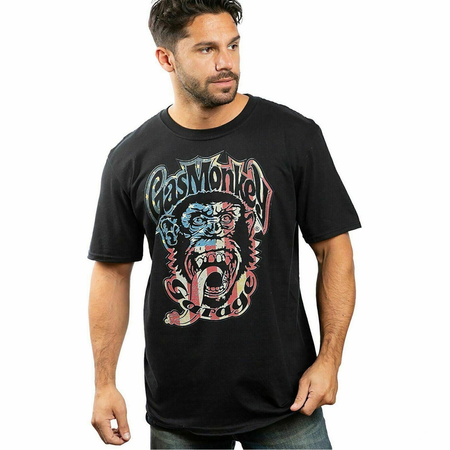 Black - Lifestyle - Gas Monkey Garage Mens Flag T-Shirt