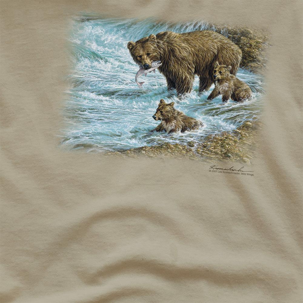 Safari Green - Side - Wildlife Unisex Adult Alaskan Brown Bear T-Shirt