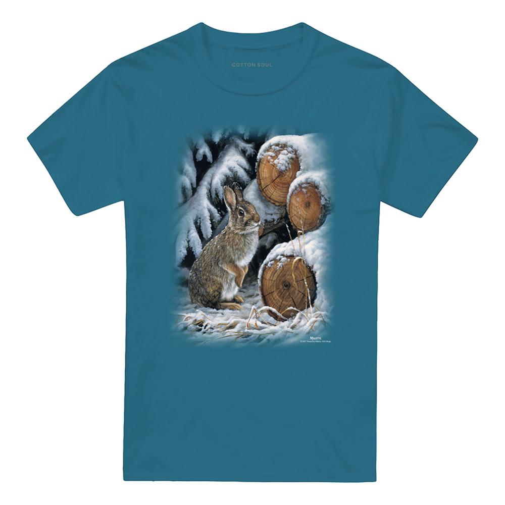 Slate - Front - Wildlife Unisex Adult Wood Pile Rabbit T-Shirt