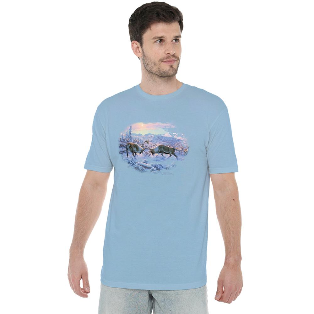 Light Blue - Lifestyle - Wildlife Unisex Adult Battling Bulls T-Shirt