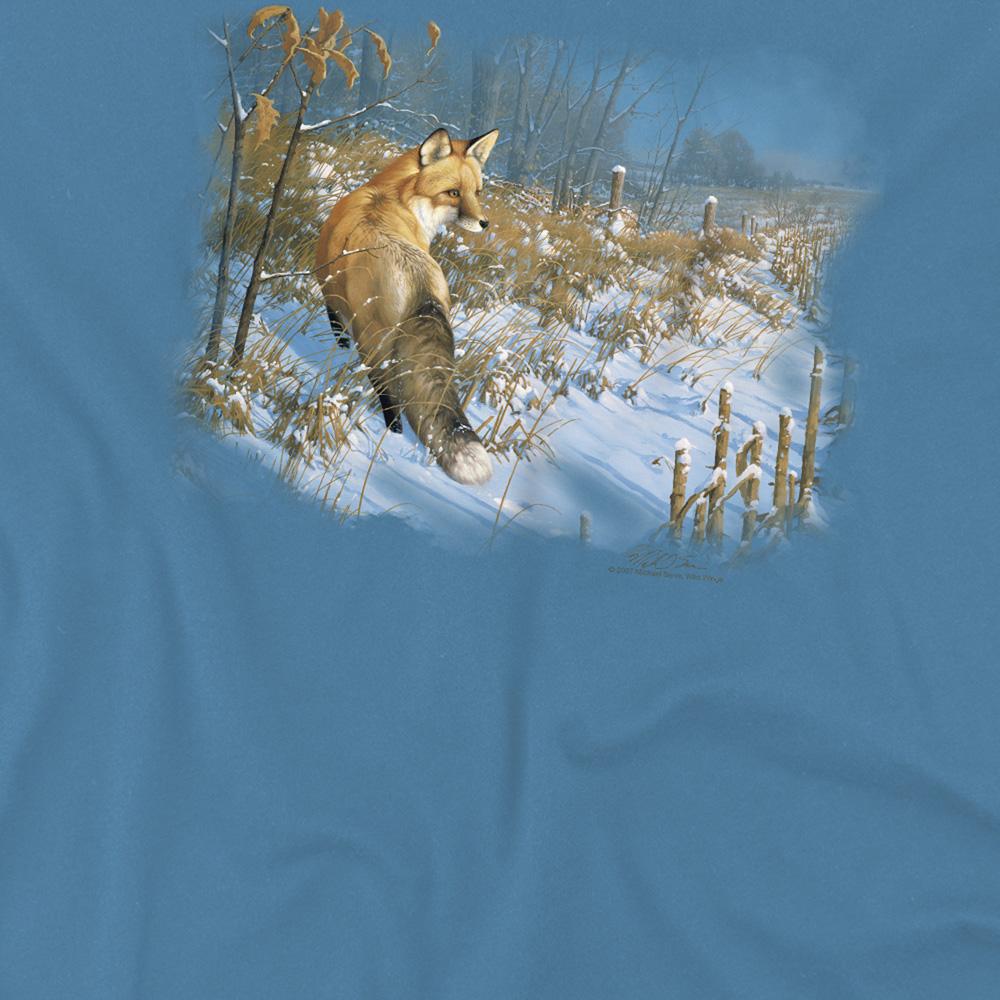 Carolina Blue - Side - Wildlife Unisex Adult Winter Red Fox Winter T-Shirt