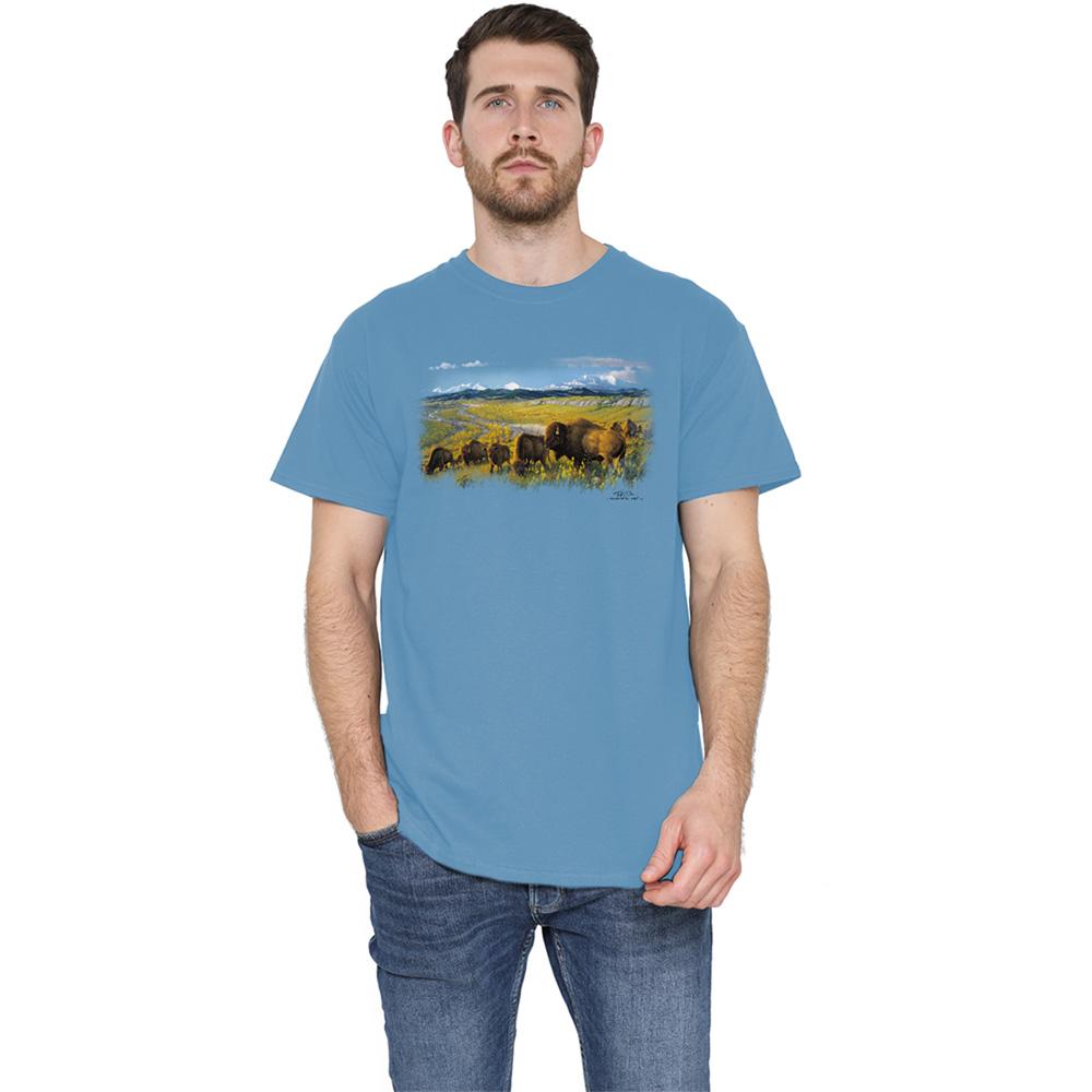 Carolina Blue - Side - Wildlife Unisex Adult The Passing Herd T-Shirt