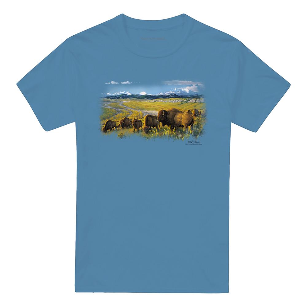 Carolina Blue - Front - Wildlife Unisex Adult The Passing Herd T-Shirt