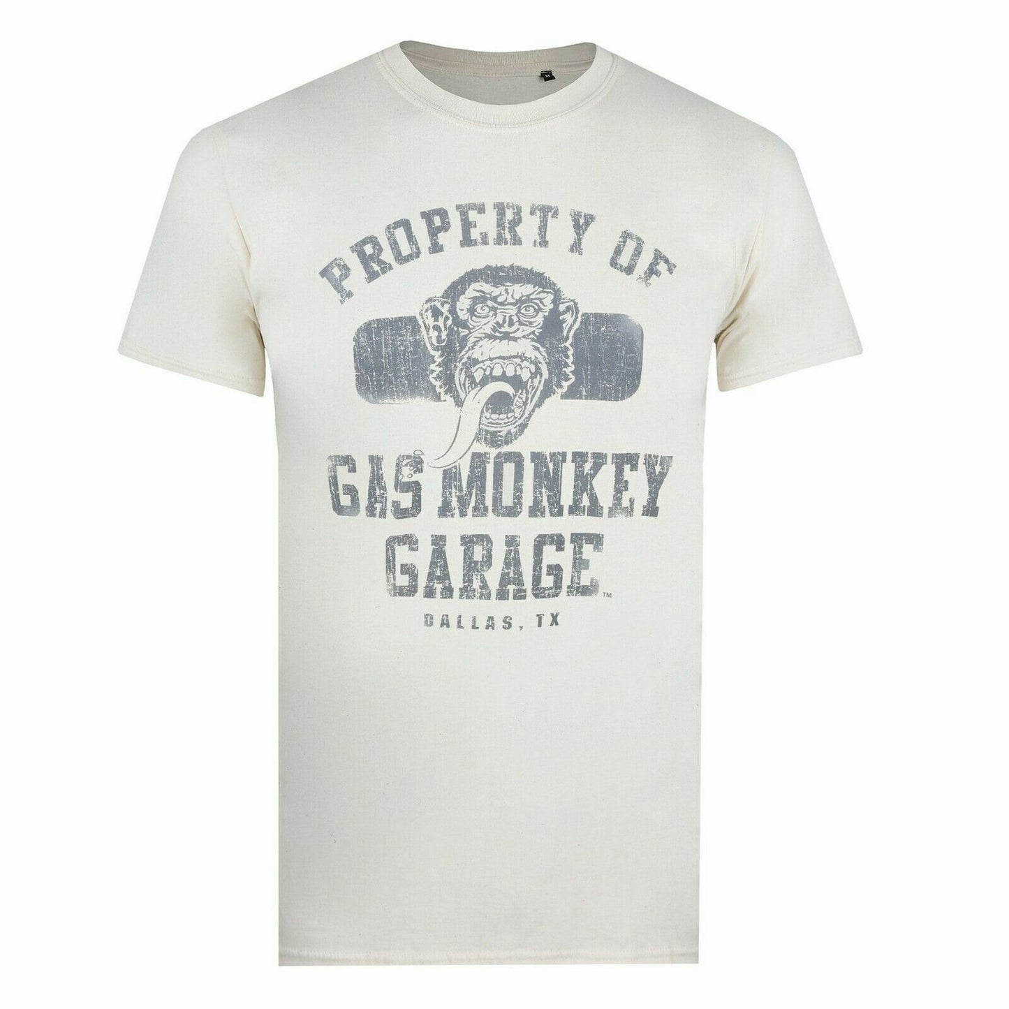 Natural - Front - Gas Monkey Garage Mens Property Of Cotton T-Shirt