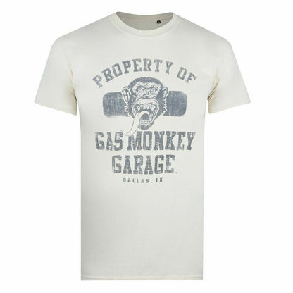 Natural - Front - Gas Monkey Garage Mens Property Of Cotton T-Shirt
