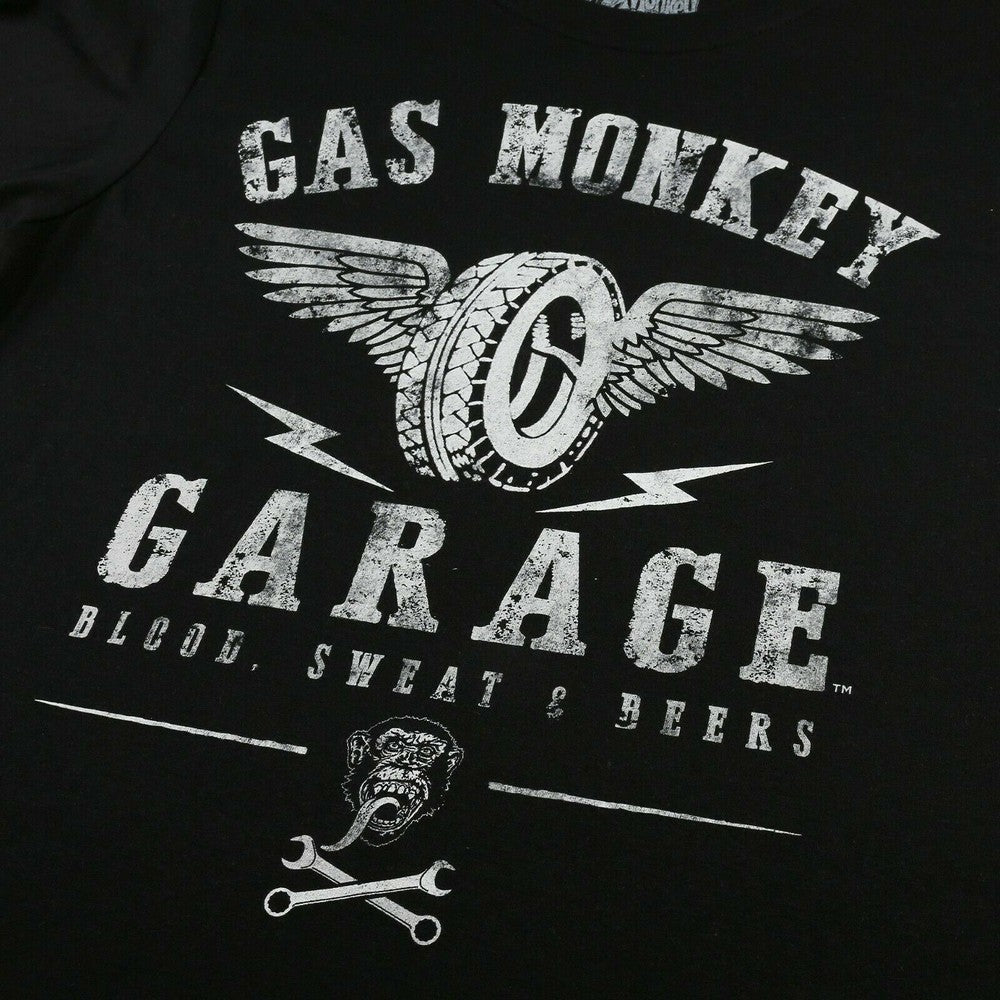 Black - Side - Gas Monkey Garage Mens Parts & Services T-Shirt