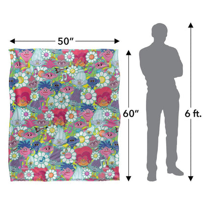Multicoloured - Lifestyle - Trolls Silky Flowers Soft Touch Blanket