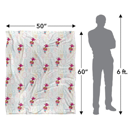White-Pink - Lifestyle - Trolls Silky Patterned Soft Touch Blanket