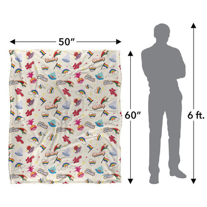 White-Multicoloured - Lifestyle - Trolls Love For All Silky Soft Touch Blanket