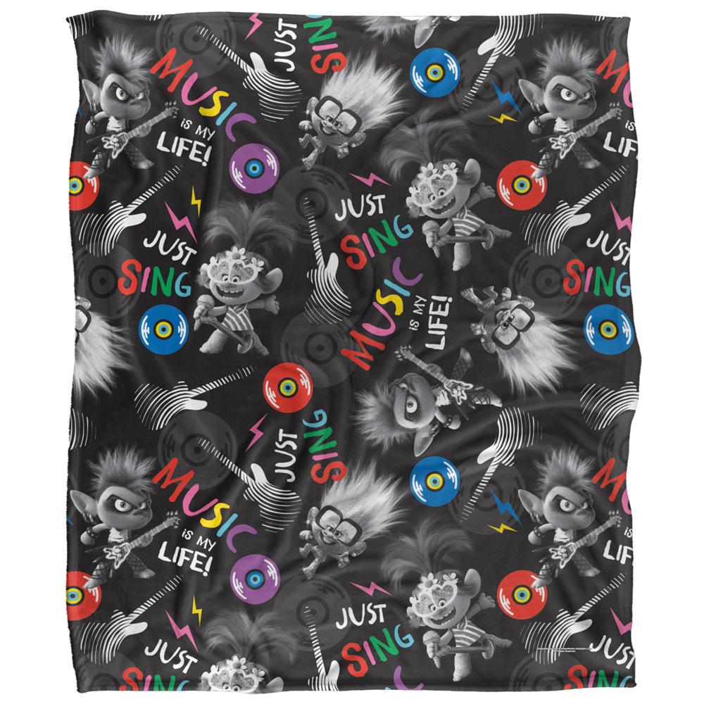 Black-Multicoloured - Front - Trolls Just Sing Silky Soft Touch Blanket