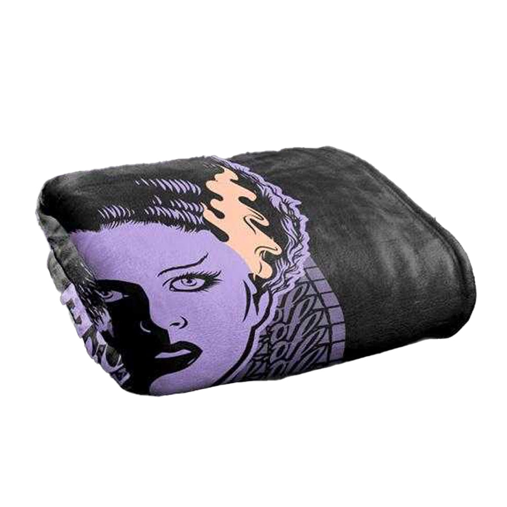 Black-Purple - Back - Universal Monsters Silky The Bride Of Frankenstein Soft Touch Blanket
