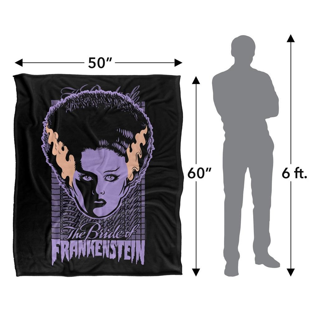 Black-Purple - Lifestyle - Universal Monsters Silky The Bride Of Frankenstein Soft Touch Blanket