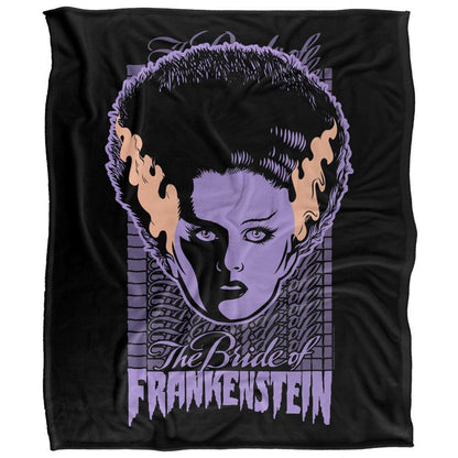 Black-Purple - Front - Universal Monsters Silky The Bride Of Frankenstein Soft Touch Blanket