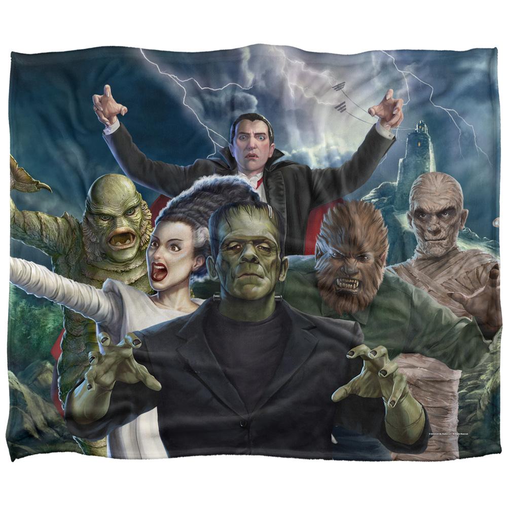 Multicoloured - Front - Universal Monsters Silky Group Soft Touch Blanket
